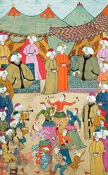 En dans för Sultan Ahmet III:s nöje (1673-1736) från "Surnama", 1720